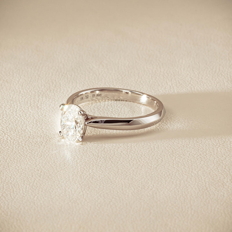 18ct White Gold 1.00ct Oval Diamond Venetian Ring - Ring - Walker & Hall