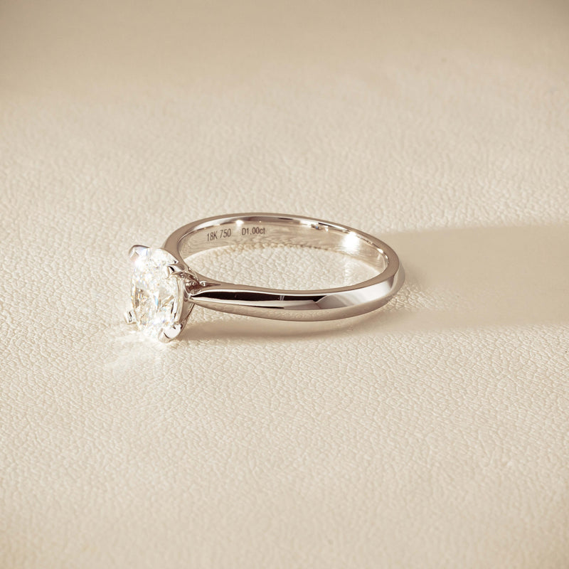 18ct White Gold 1.00ct Oval Diamond Venetian Ring - Ring - Walker & Hall