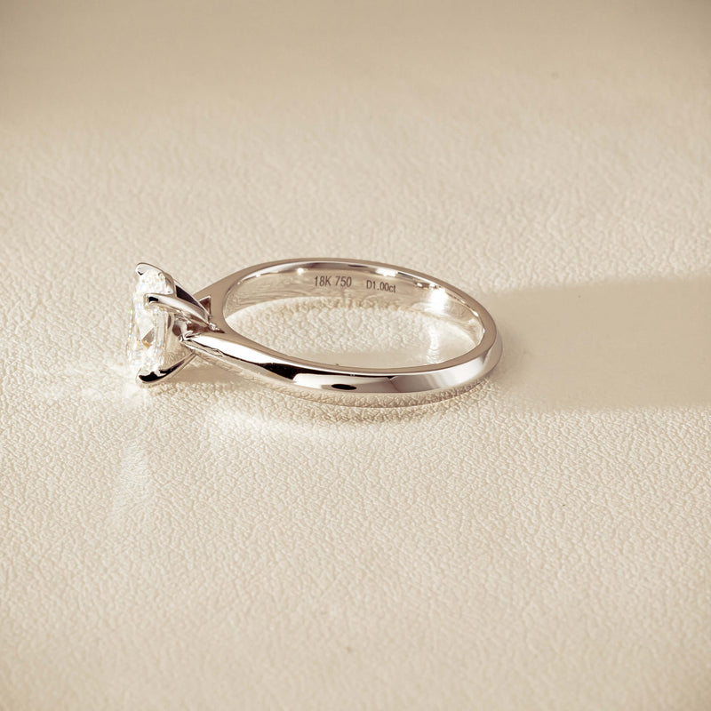 18ct White Gold 1.00ct Oval Diamond Venetian Ring - Ring - Walker & Hall