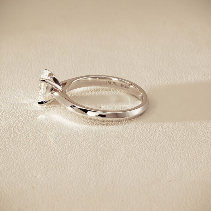 18ct White Gold 1.00ct Oval Diamond Venetian Ring - Ring - Walker & Hall