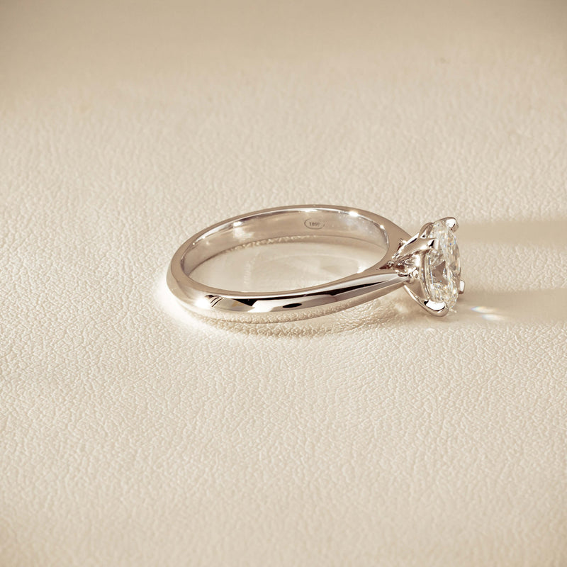 18ct White Gold 1.00ct Oval Diamond Venetian Ring - Ring - Walker & Hall