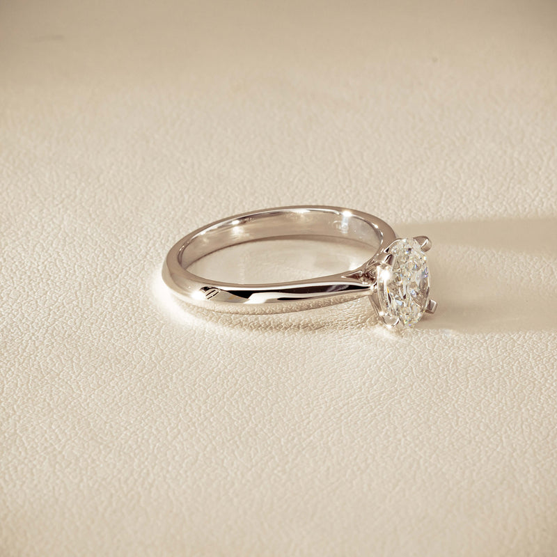 18ct White Gold 1.00ct Oval Diamond Venetian Ring - Ring - Walker & Hall