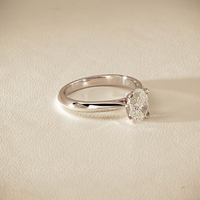 18ct White Gold 1.00ct Oval Diamond Venetian Ring - Ring - Walker & Hall