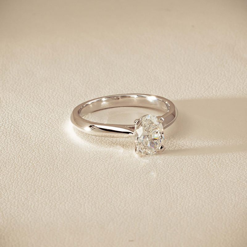 18ct White Gold 1.00ct Oval Diamond Venetian Ring - Ring - Walker & Hall