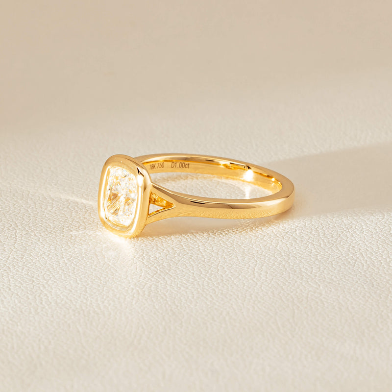 18ct Yellow Gold 1.00ct Cushion Cut Diamond Natalia Ring - Ring - Walker & Hall