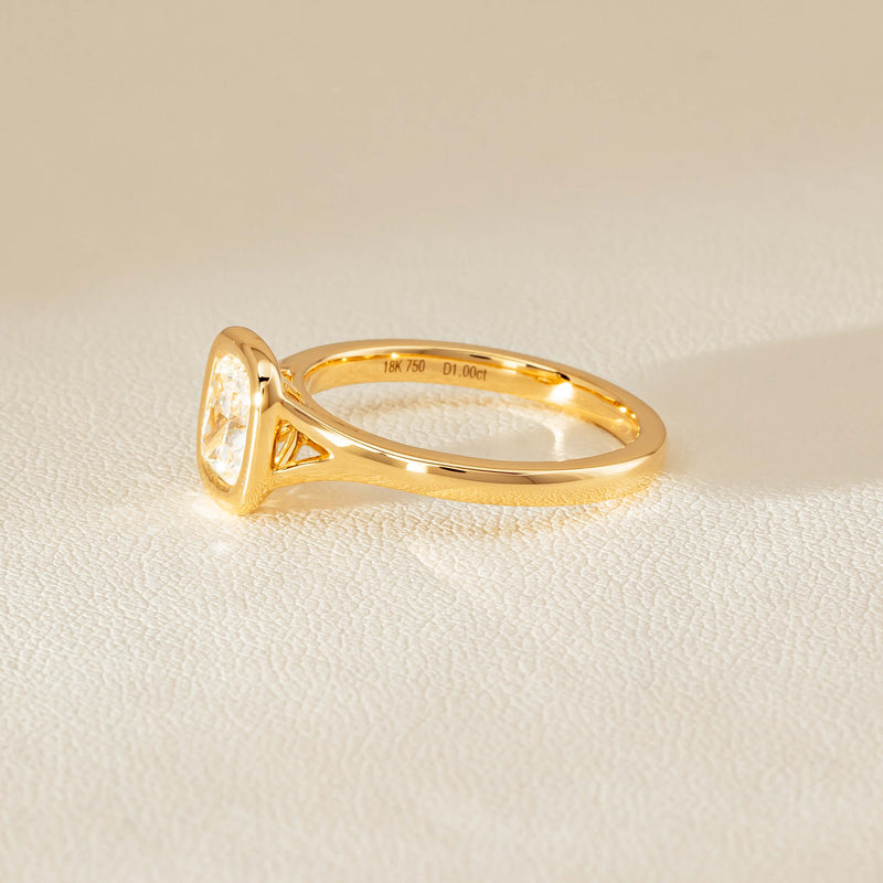 18ct Yellow Gold 1.00ct Cushion Cut Diamond Natalia Ring - Ring - Walker & Hall