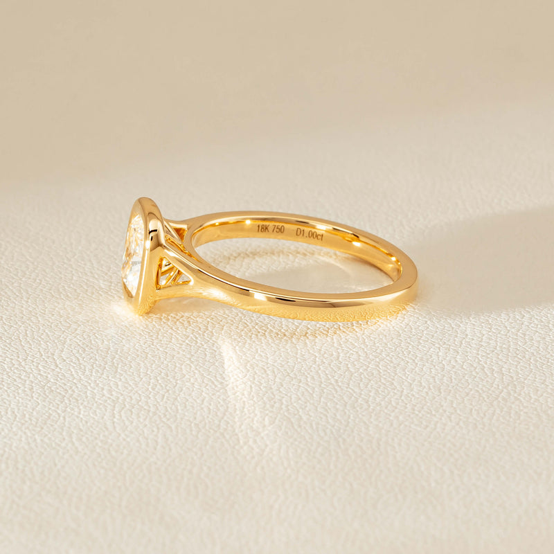 18ct Yellow Gold 1.00ct Cushion Cut Diamond Natalia Ring - Ring - Walker & Hall