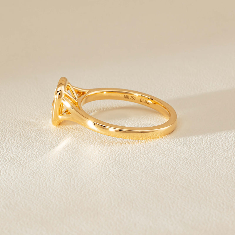18ct Yellow Gold 1.00ct Cushion Cut Diamond Natalia Ring - Ring - Walker & Hall