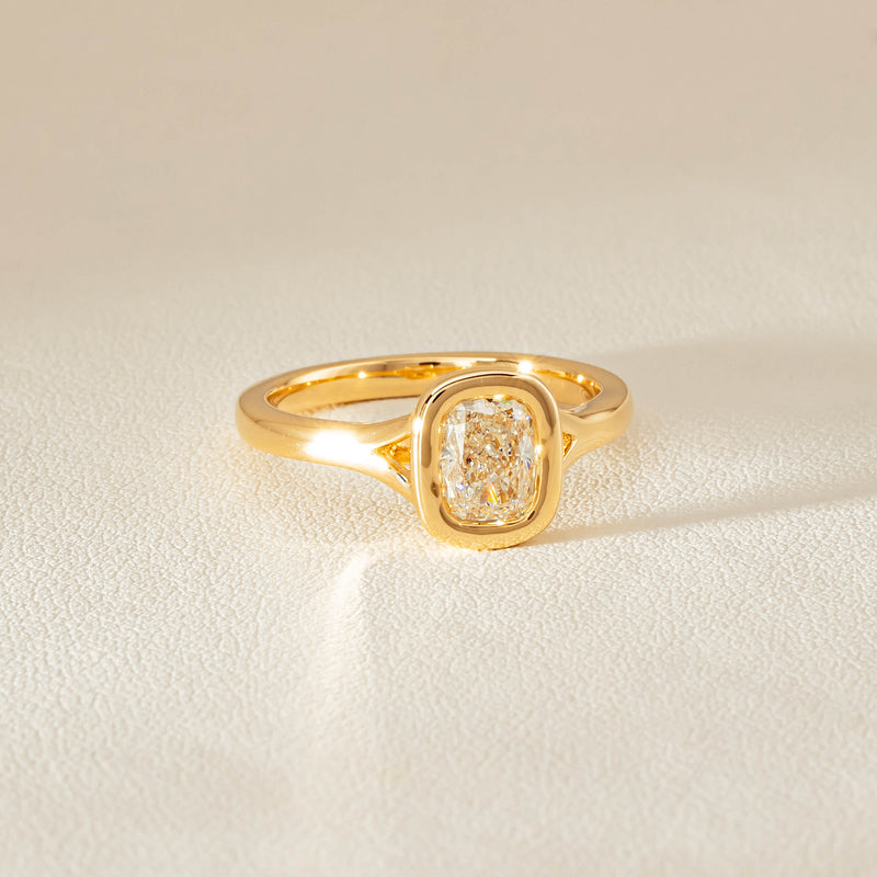 18ct Yellow Gold 1.00ct Cushion Cut Diamond Natalia Ring - Ring - Walker & Hall