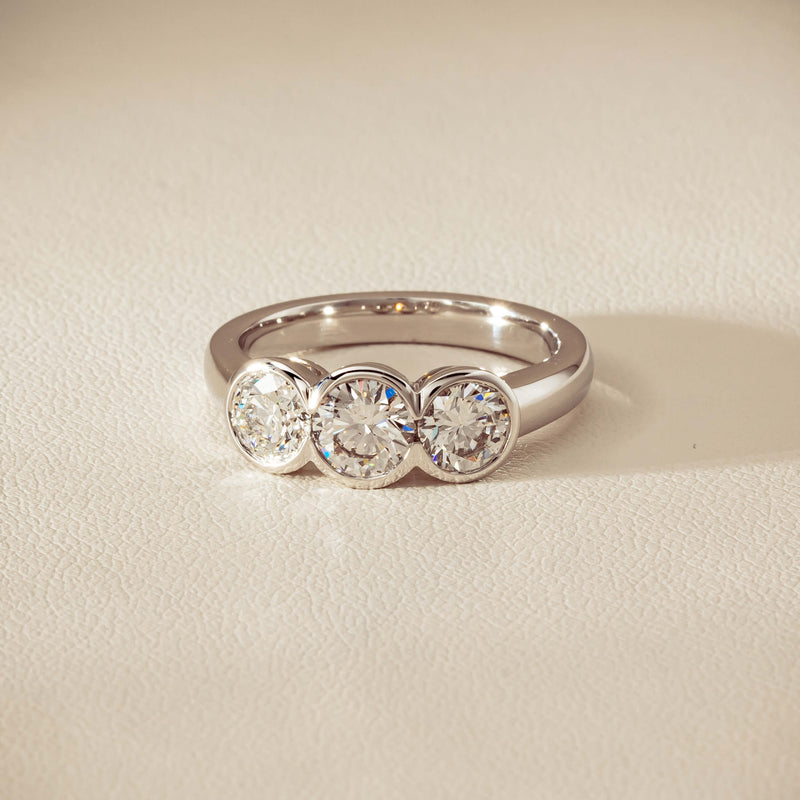 18ct White Gold 1.61ct Diamond Three-Stone Natalia Ring