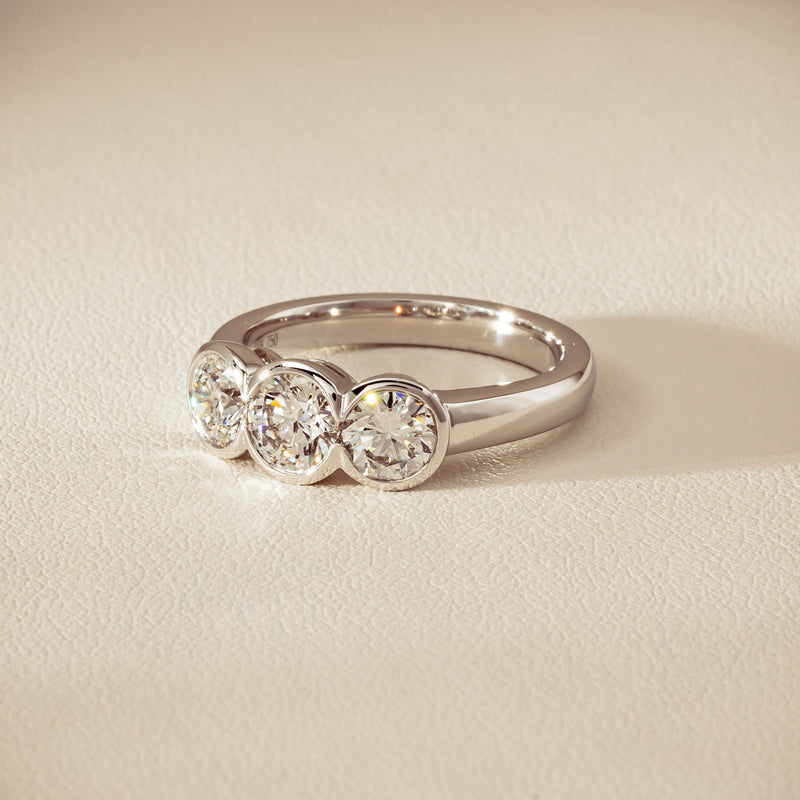18ct White Gold 1.61ct Diamond Three-Stone Natalia Ring