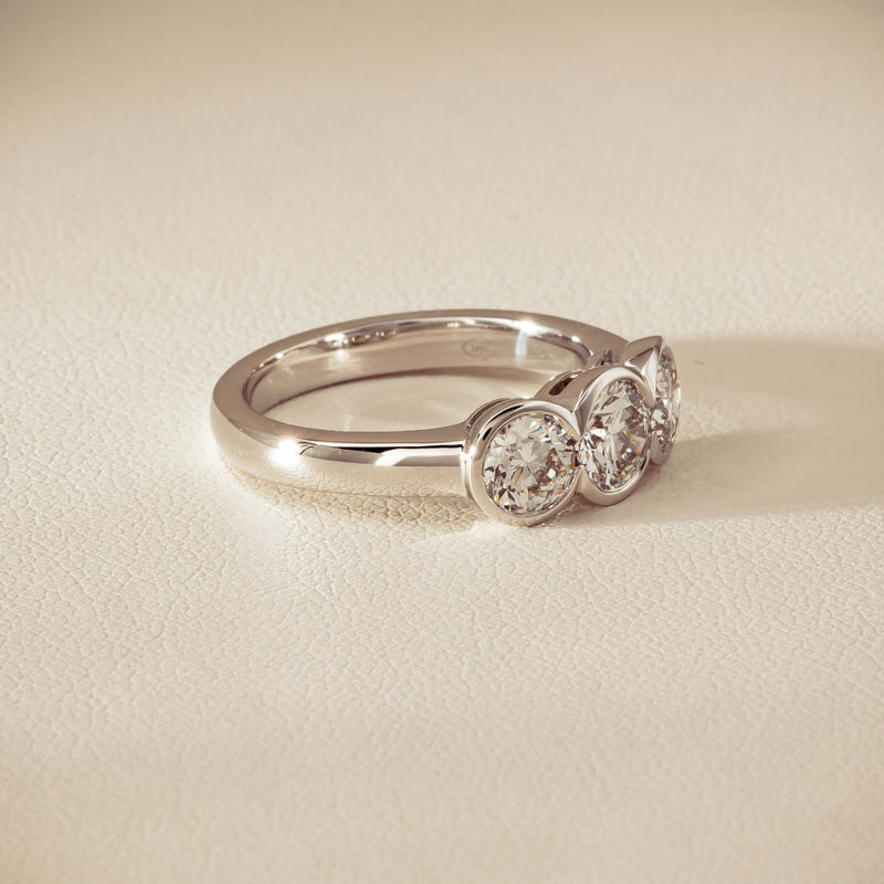 18ct White Gold 1.61ct Diamond Three-Stone Natalia Ring