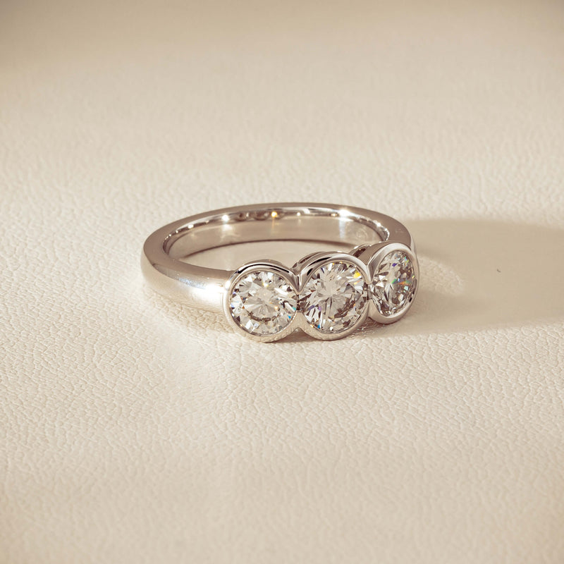 18ct White Gold 1.61ct Diamond Three-Stone Natalia Ring