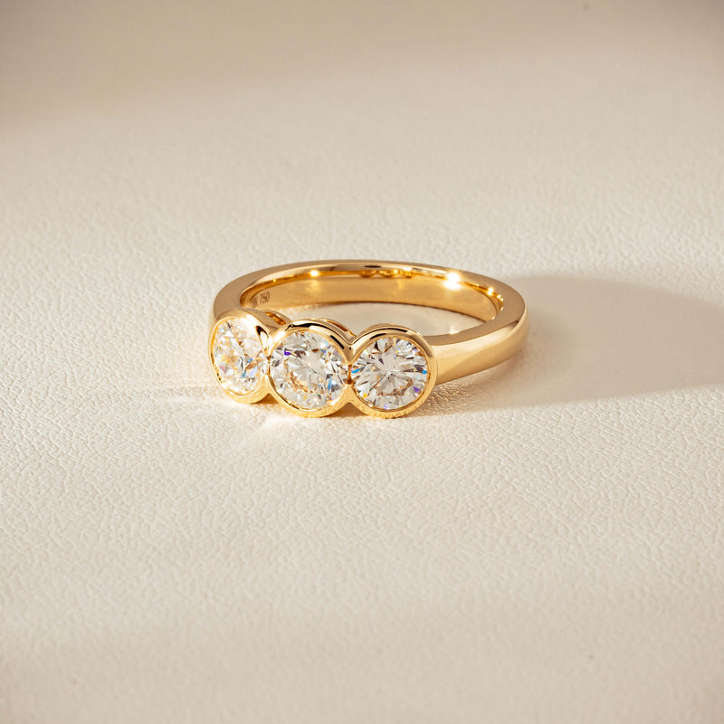 18ct Yellow Gold 1.64ct Diamond Three-Stone Natalia Ring