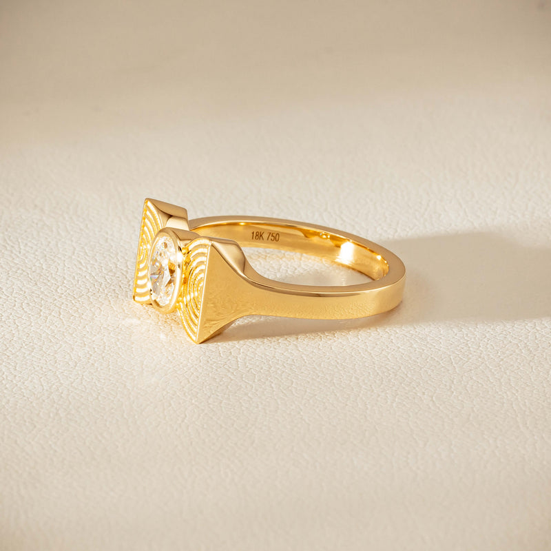 18ct Yellow Gold .50ct Oval Diamond Bow Ring