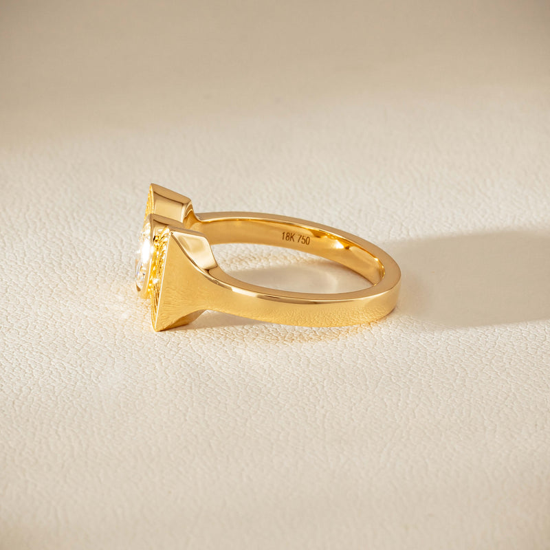 18ct Yellow Gold .50ct Oval Diamond Bow Ring