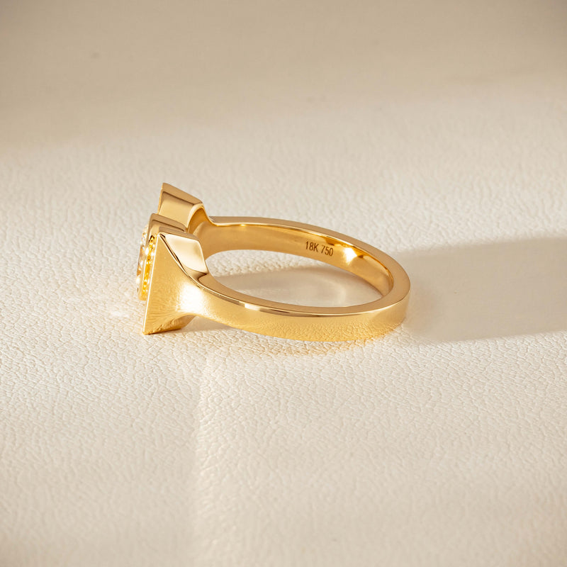 18ct Yellow Gold .50ct Oval Diamond Bow Ring
