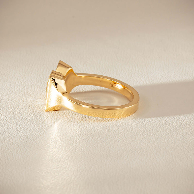 18ct Yellow Gold .50ct Oval Diamond Bow Ring