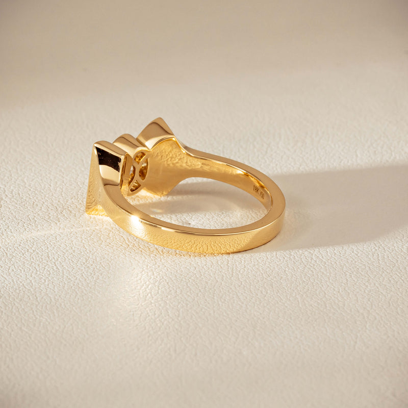 18ct Yellow Gold .50ct Oval Diamond Bow Ring