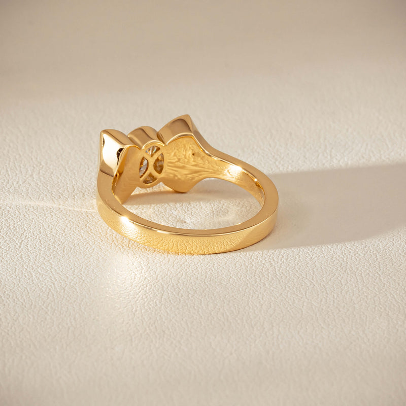 18ct Yellow Gold .50ct Oval Diamond Bow Ring