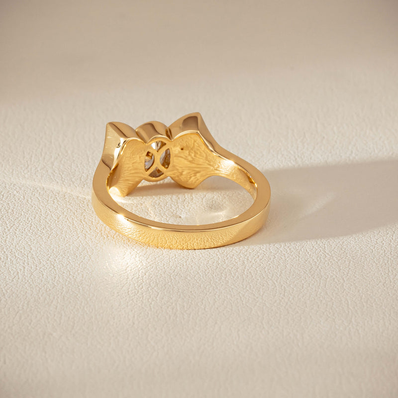 18ct Yellow Gold .50ct Oval Diamond Bow Ring
