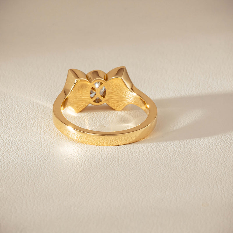 18ct Yellow Gold .50ct Oval Diamond Bow Ring