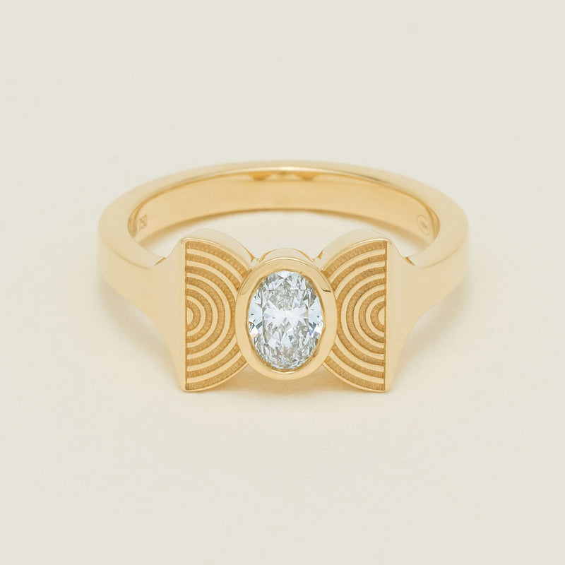 18ct Yellow Gold .50ct Oval Diamond Bow Ring