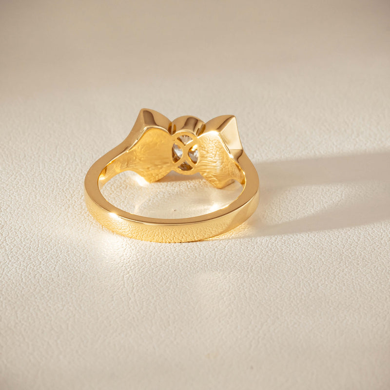 18ct Yellow Gold .50ct Oval Diamond Bow Ring