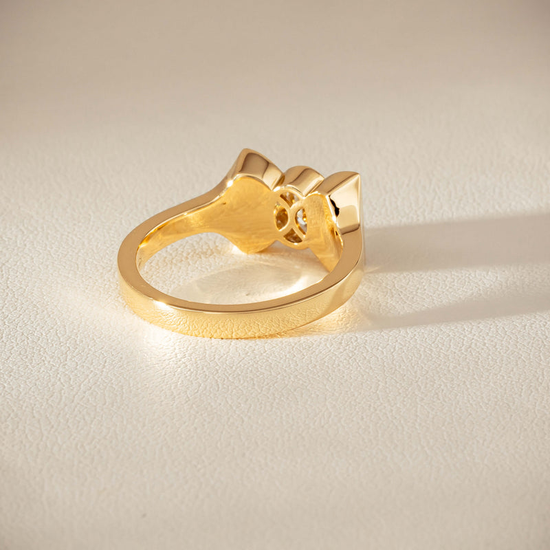 18ct Yellow Gold .50ct Oval Diamond Bow Ring