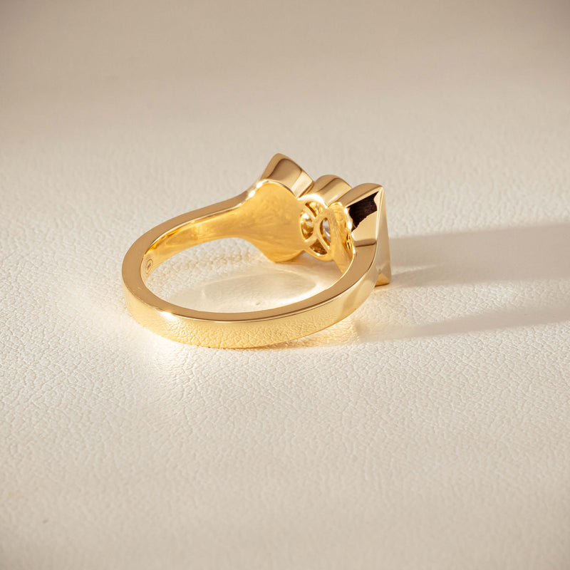 18ct Yellow Gold .50ct Oval Diamond Bow Ring