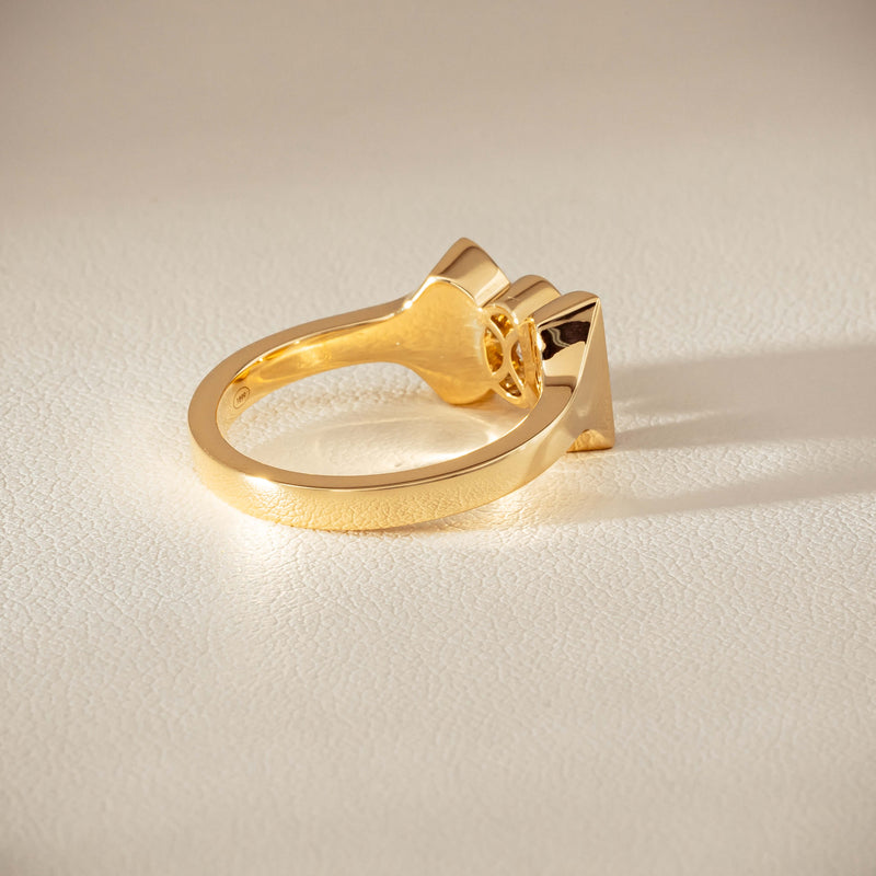 18ct Yellow Gold .50ct Oval Diamond Bow Ring