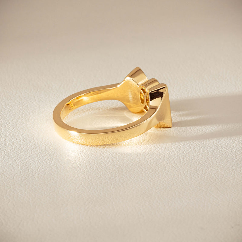 18ct Yellow Gold .50ct Oval Diamond Bow Ring