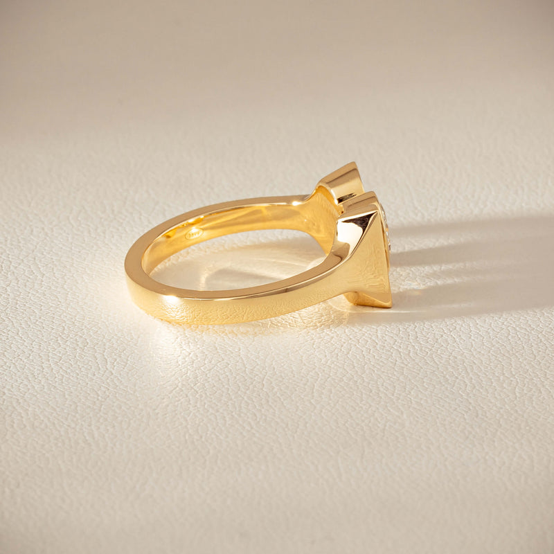 18ct Yellow Gold .50ct Oval Diamond Bow Ring
