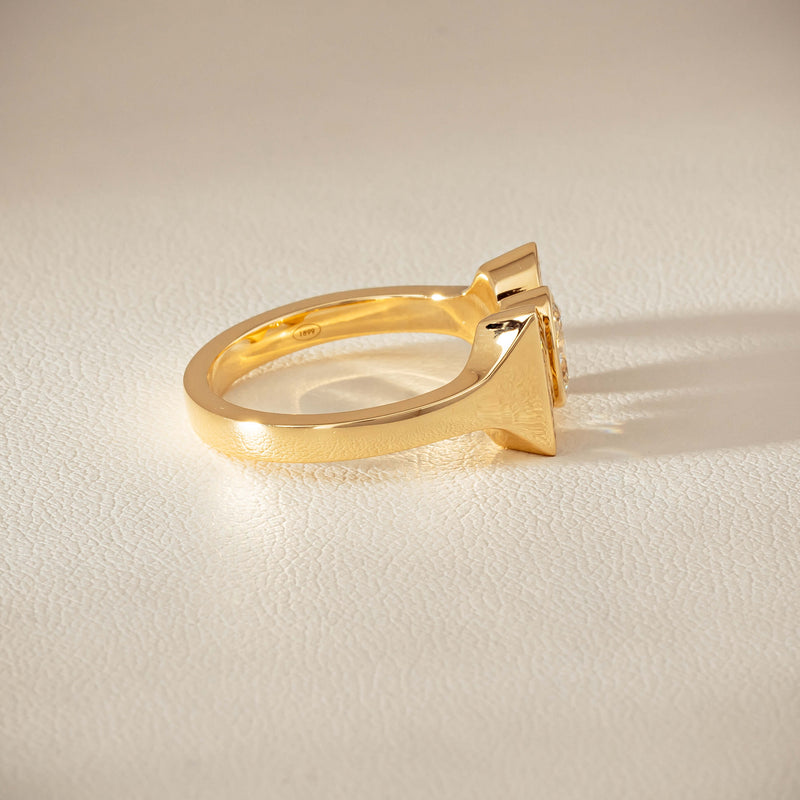 18ct Yellow Gold .50ct Oval Diamond Bow Ring