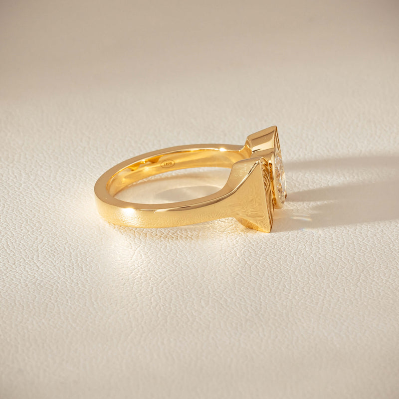 18ct Yellow Gold .50ct Oval Diamond Bow Ring