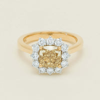 18ct Yellow Gold 2.08ct Cushion Fancy Diamond Belle Ring