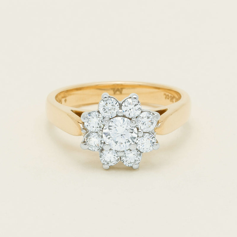 Deja Vu 18ct Yellow Gold 1.00ct Diamond Cluster Ring