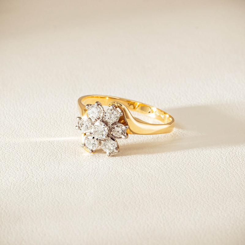 Deja Vu 18ct Yellow Gold .45ct Diamond Cluster Ring