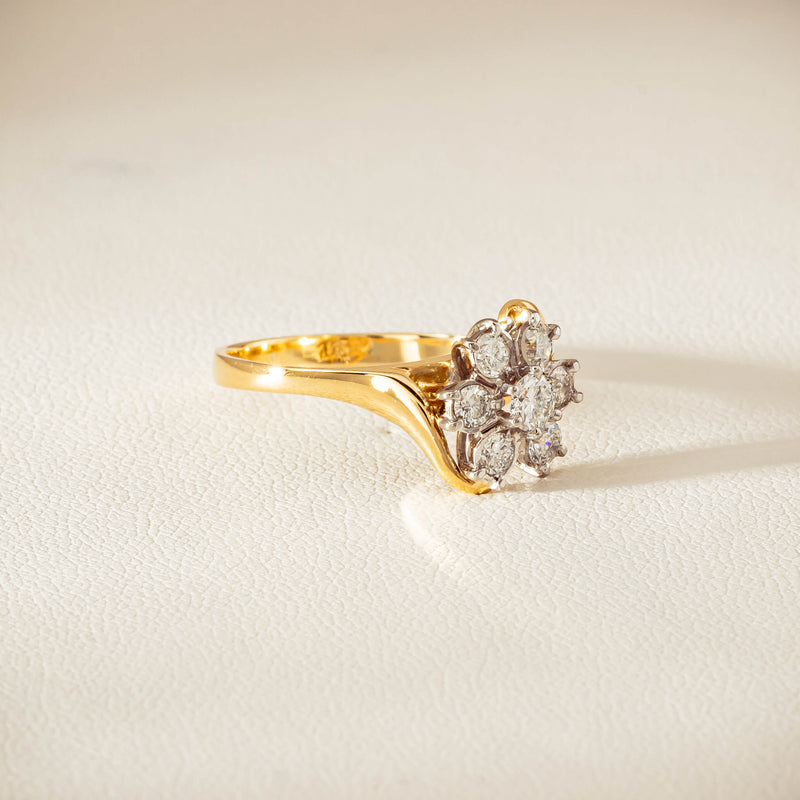 Deja Vu 18ct Yellow Gold .45ct Diamond Cluster Ring