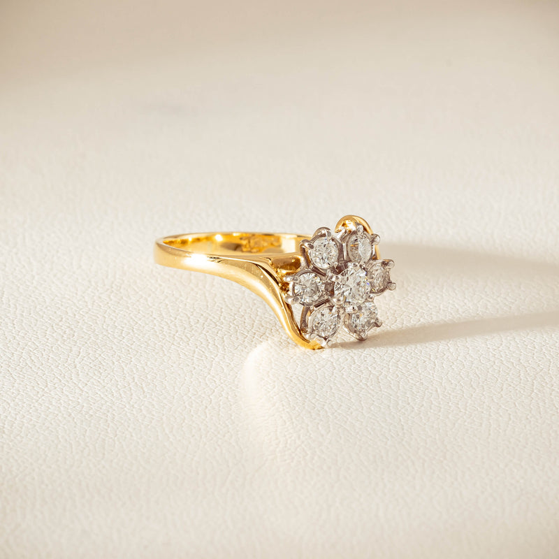 Deja Vu 18ct Yellow Gold .45ct Diamond Cluster Ring