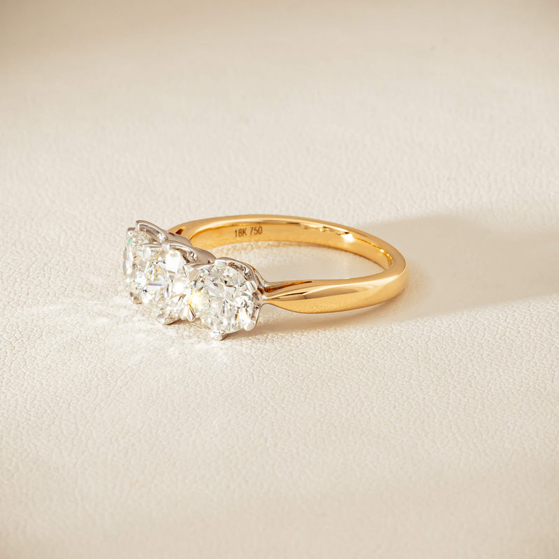 18ct Yellow Gold 2.30ct Diamond Trilogy Ring - Ring - Walker & Hall
