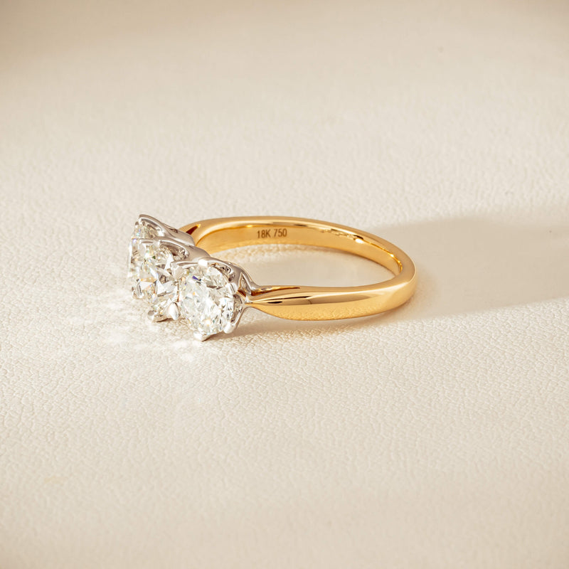18ct Yellow Gold 2.30ct Diamond Trilogy Ring - Ring - Walker & Hall