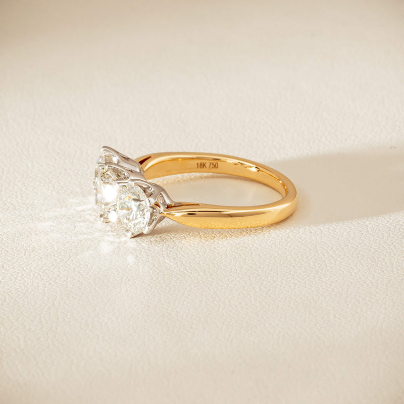18ct Yellow Gold 2.30ct Diamond Trilogy Ring - Ring - Walker & Hall