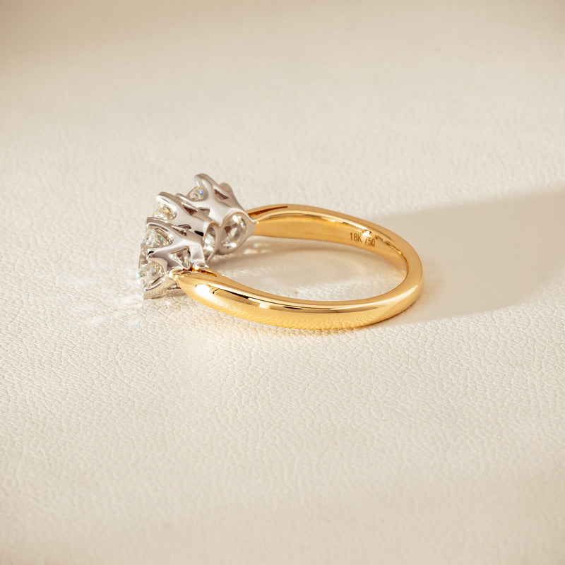 18ct Yellow Gold 2.30ct Diamond Trilogy Ring - Ring - Walker & Hall