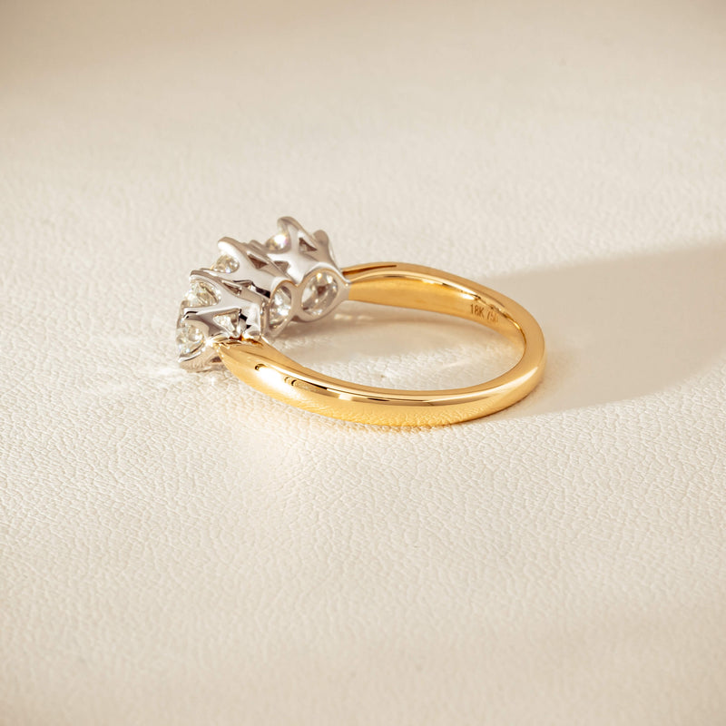 18ct Yellow Gold 2.30ct Diamond Trilogy Ring - Ring - Walker & Hall