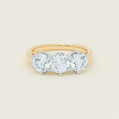 18ct Yellow Gold 2.30ct Diamond Trilogy Ring - Ring - Walker & Hall