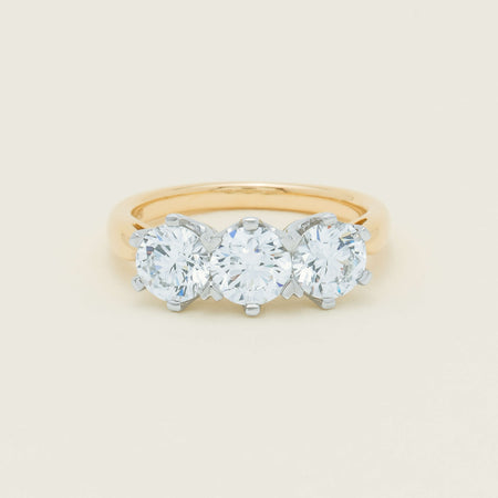 18ct Yellow Gold 2.30ct Diamond Trilogy Ring - Ring - Walker & Hall