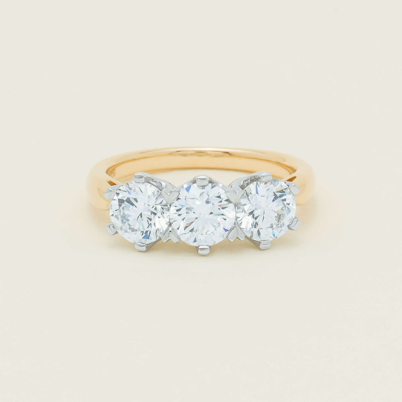 18ct Yellow Gold 2.30ct Diamond Trilogy Ring - Ring - Walker & Hall