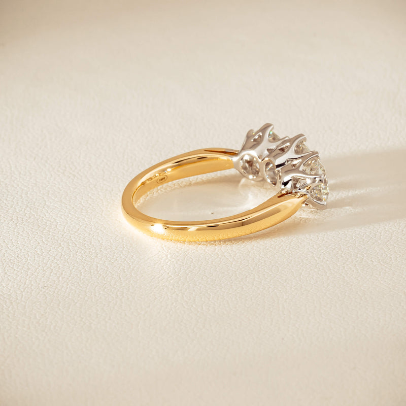 18ct Yellow Gold 2.30ct Diamond Trilogy Ring - Ring - Walker & Hall