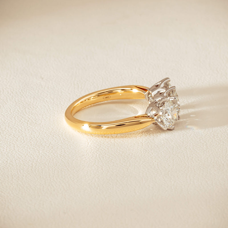 18ct Yellow Gold 2.30ct Diamond Trilogy Ring - Ring - Walker & Hall